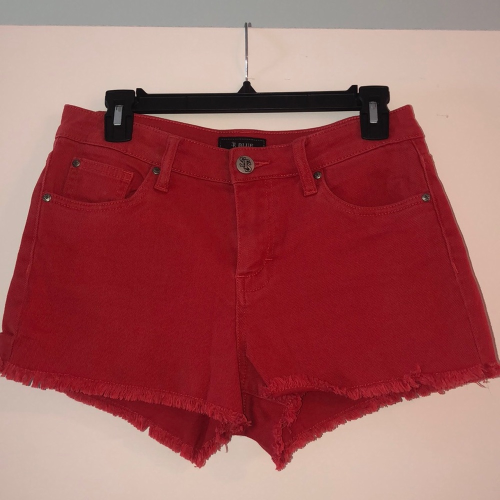 Red High Waisted Jean Shorts